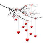 Branch with hearts, Valentine background, vector Eps10 image
