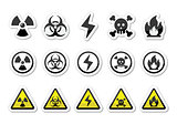 Danger, risk, warning icons set