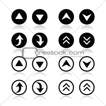 Up and down arrows round icons set