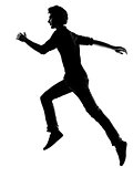 young man  running silhouette 