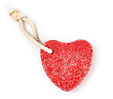 red heart-shaped stone with rope