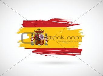 spanish ink brush flag illustration