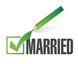 selected married with check mark. illustration