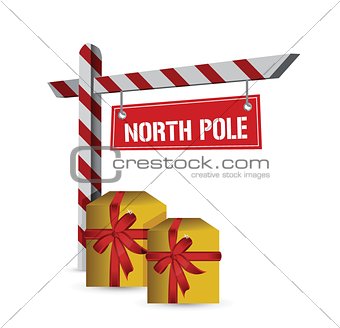 north pole gifts sign illustration design
