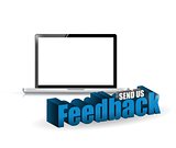 laptop computer feedback 3d blue sign illustration