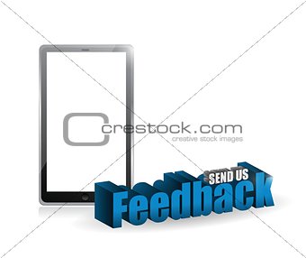 tablet feedback 3d blue sign illustration