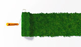 top view of a grassy paint roller