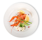Lobster on a white plate isolated