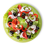 Salad on a green plate