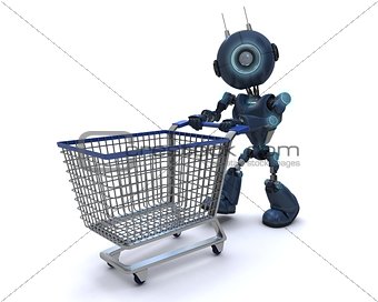 Android with shopping cart