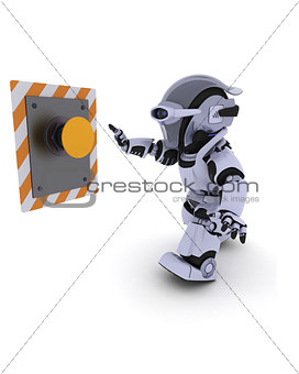 Robot pushing a button