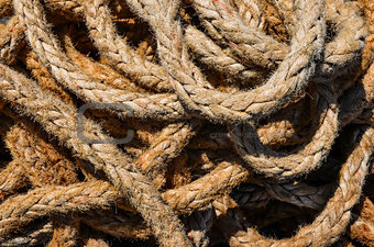Detail of old used marine rope