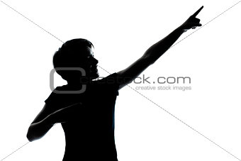 one young teenager boy or girl silhouette