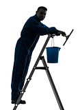 man house worker janitor cleaning window cleaner silhouette