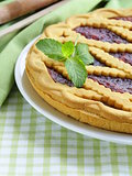 homemade cherry tart of shortcake dough with jam