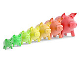 Colourful Piggy bank in a row
