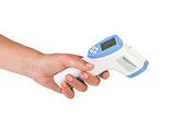 Hand hold a non-contact IR thermometer
