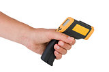 Hand hold a non-contact IR thermometer