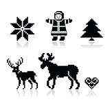 Christmas nordic pattern vector icons set