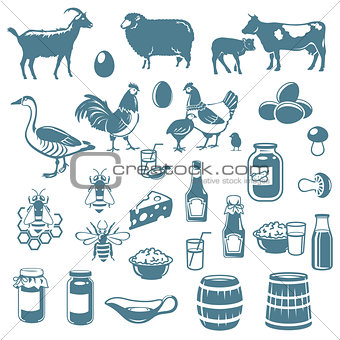 icons of animals and food