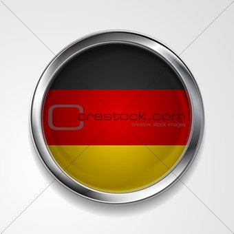 Vector button with stylish metallic frame. German flag