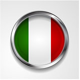 Vector button with stylish metallic frame. Italian flag
