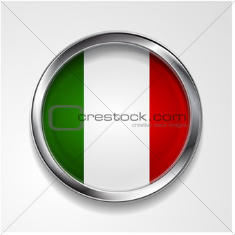 Vector button with stylish metallic frame. Italian flag