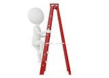 3d humanoid character up a ladder