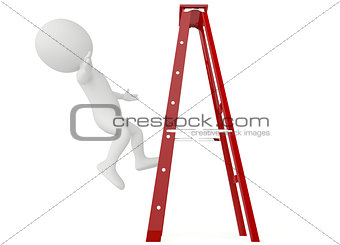 3d humanoid character falling from a ladder
