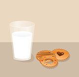 Cookies and glass with milk