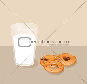 Cookies and glass with milk