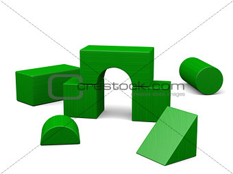 Green wooden blocks