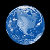 North America on blue Earth