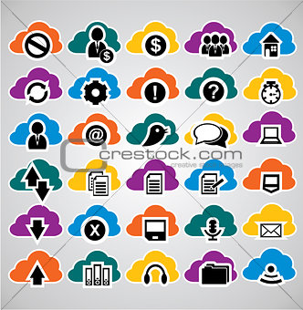 Cloud computing icons in colours