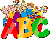 kids with abc letters cartoon