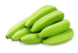 Bunch of green bananas isolated on white