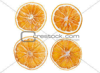 four dried slices of orange