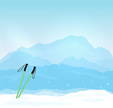Vector Wintersports concept with Mont Blanc silhouette