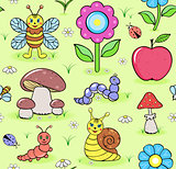 cute insects on summer meadow