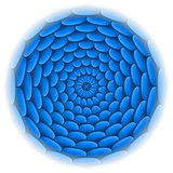 Circle with roof tile pattern in blue.