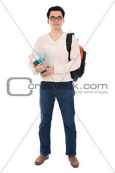  Asian adult student with books