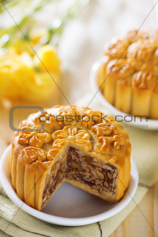 Sweet assorted fruits nuts mooncakes