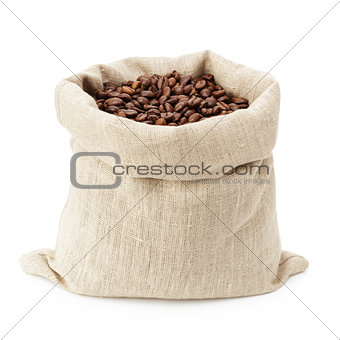 sack bag full of roasted coffee beans