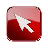Cursor icon glossy red, isolated on white background
