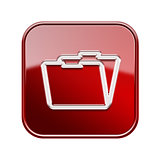 Folder icon glossy red, isolated on white background