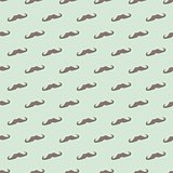 Seamless vector pattern, background or texture with dark brown curly vintage retro gentleman mustaches on mint green background.