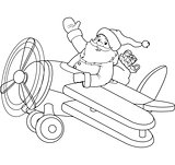 Santa on the Plane coloring page