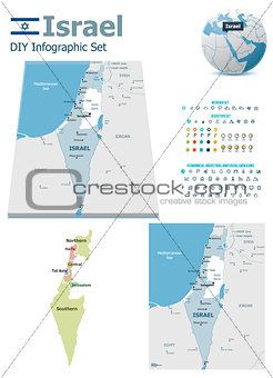 Israel maps with markers