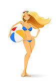 girl in bikini with ball
