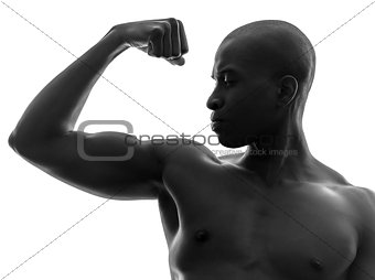 african black man flexing muscle  silhouette